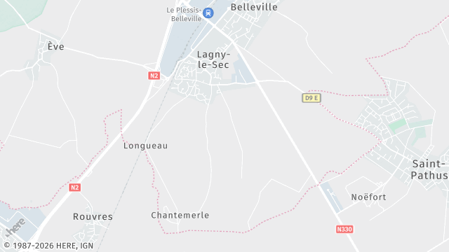 Carte de la zone d'intervention à Lagny-le-Sec