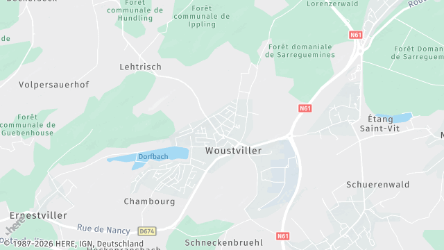 Carte de la zone d'intervention à Woustviller