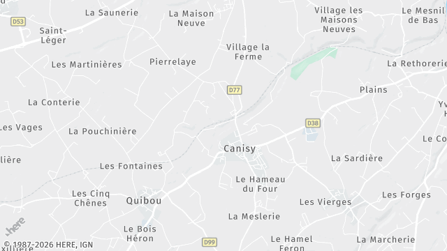 Carte de la zone d'intervention à Canisy