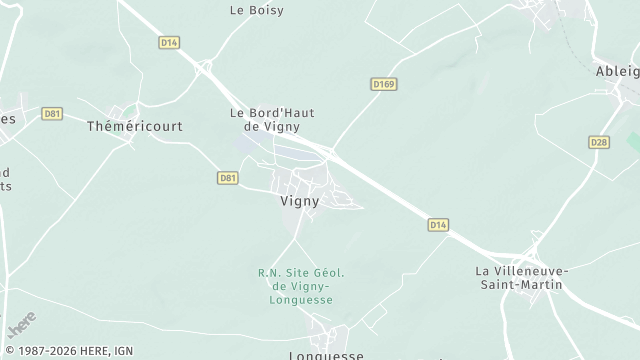 Carte de la zone d'intervention à Vigny