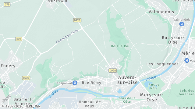 Carte de la zone d'intervention à Auvers-sur-Oise