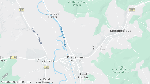 Carte de la zone d'intervention à Dieue-sur-Meuse