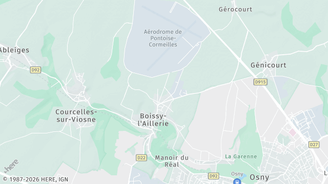 Carte de la zone d'intervention à Boissy-l'Aillerie
