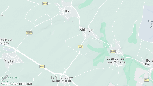 Carte de la zone d'intervention à Ableiges