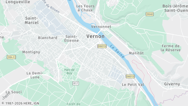 Carte de la zone d'intervention à Vernon