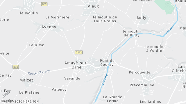 Carte de la zone d'intervention à Amayé-sur-Orne