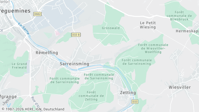Carte de la zone d'intervention à Sarreinsming