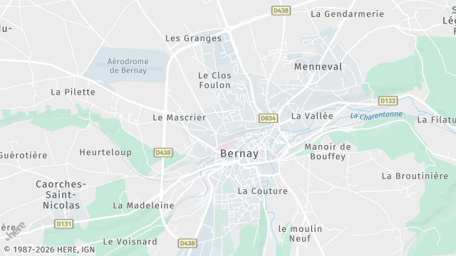 Carte de la zone d'intervention à Bernay