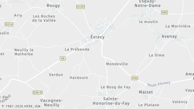 Carte de la zone d'intervention à Évrecy