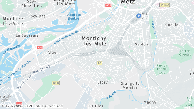 Carte de la zone d'intervention à Montigny-lès-Metz