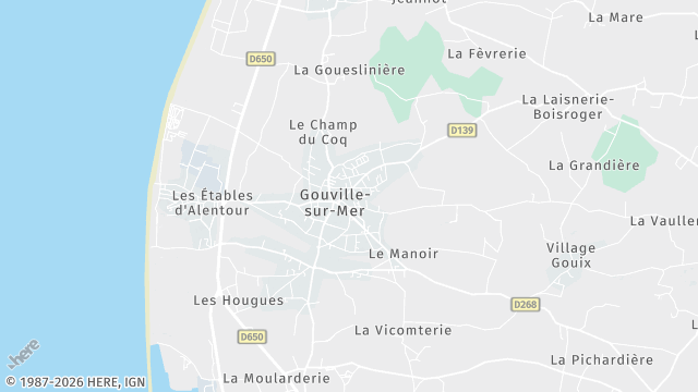 Carte de la zone d'intervention à Gouville-sur-Mer