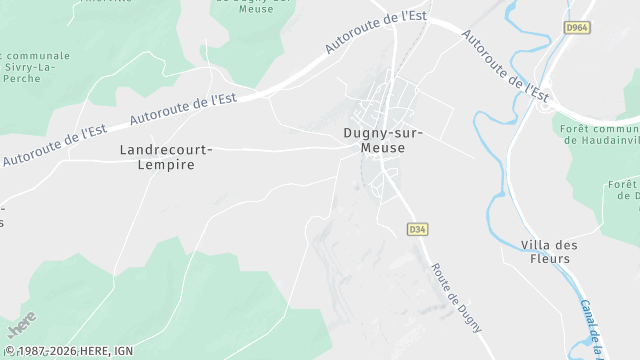 Carte de la zone d'intervention à Dugny-sur-Meuse