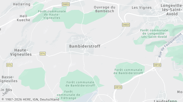 Carte de la zone d'intervention à Bambiderstroff