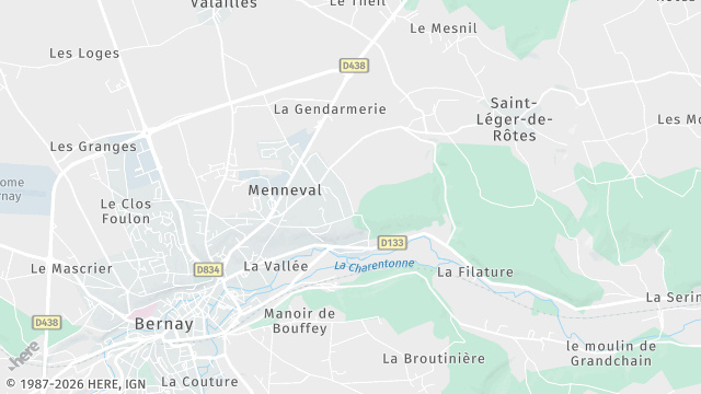 Carte de la zone d'intervention à Menneval