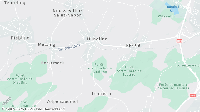 Carte de la zone d'intervention à Hundling