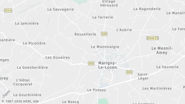 Carte de la zone d'intervention à Marigny-Le-Lozon
