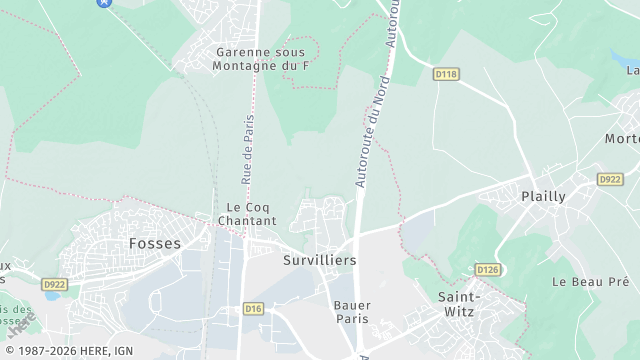 Carte de la zone d'intervention à Survilliers