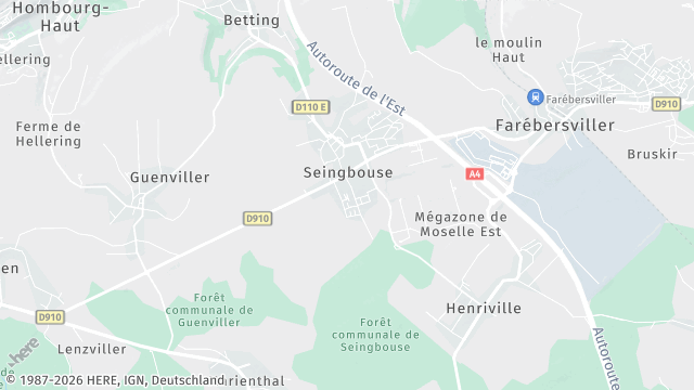 Carte de la zone d'intervention à Seingbouse
