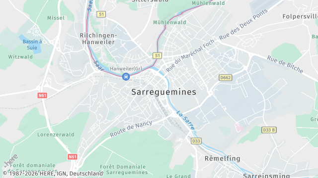 Carte de la zone d'intervention à Sarreguemines