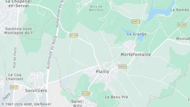 Carte de la zone d'intervention à Plailly