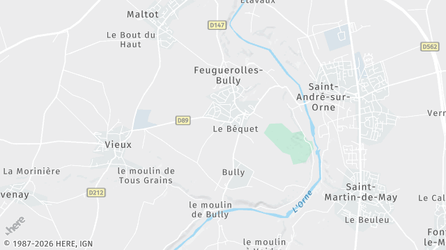 Carte de la zone d'intervention à Feuguerolles-Bully