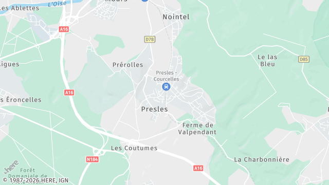 Carte de la zone d'intervention à Presles