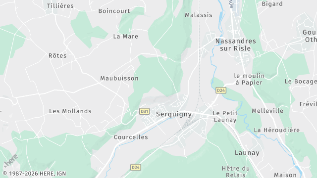 Carte de la zone d'intervention à Serquigny