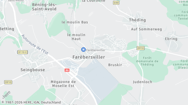 Carte de la zone d'intervention à Farébersviller