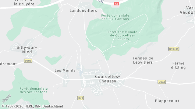 Carte de la zone d'intervention à Courcelles-Chaussy