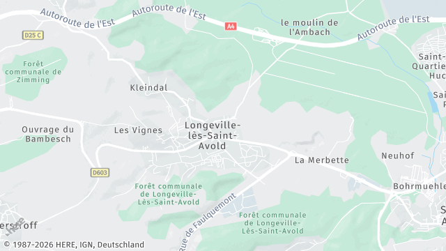 Carte de la zone d'intervention à Longeville-lès-Saint-Avold