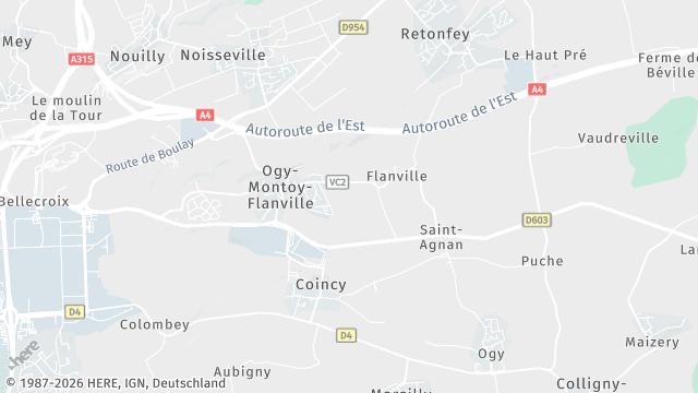 Carte de la zone d'intervention à Ogy-Montoy-Flanville
