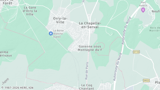 Carte de la zone d'intervention à La Chapelle-en-Serval