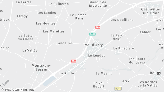 Carte de la zone d'intervention à Val d'Arry