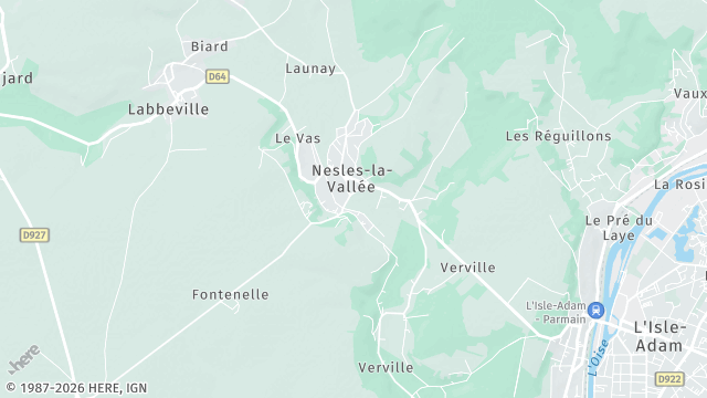 Carte de la zone d'intervention à Nesles-la-Vallée