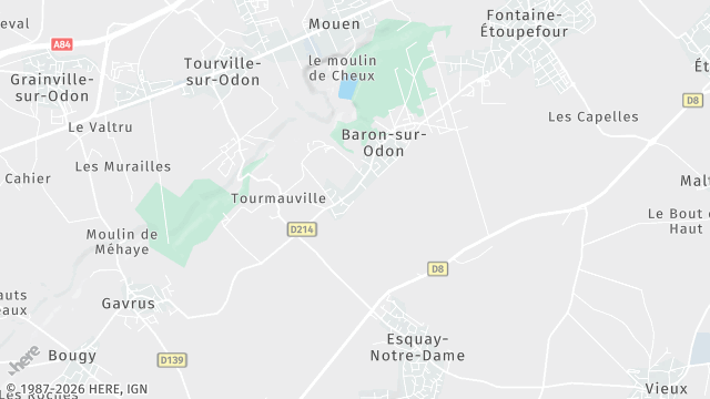 Carte de la zone d'intervention à Baron-sur-Odon