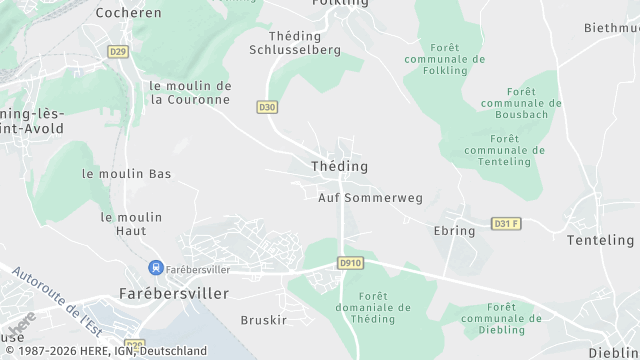 Carte de la zone d'intervention à Théding