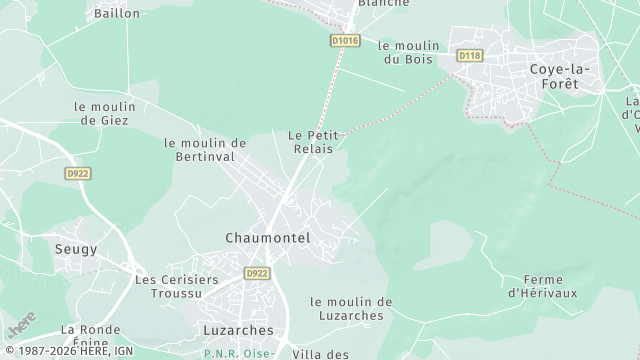 Carte de la zone d'intervention à Chaumontel
