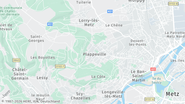 Carte de la zone d'intervention à Plappeville