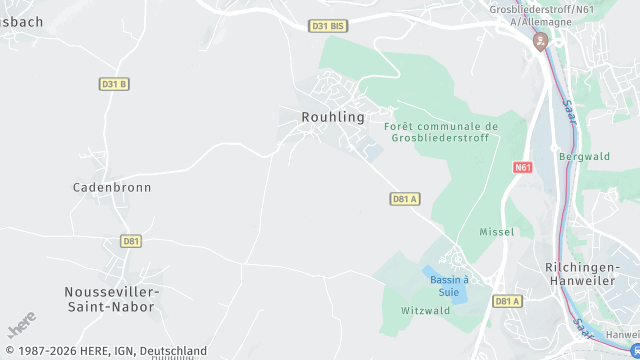 Carte de la zone d'intervention à Rouhling