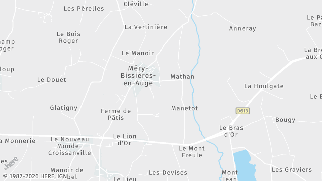 Carte de la zone d'intervention à Méry-Bissières-en-Auge