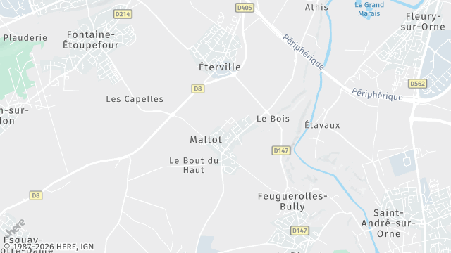 Carte de la zone d'intervention à Maltot