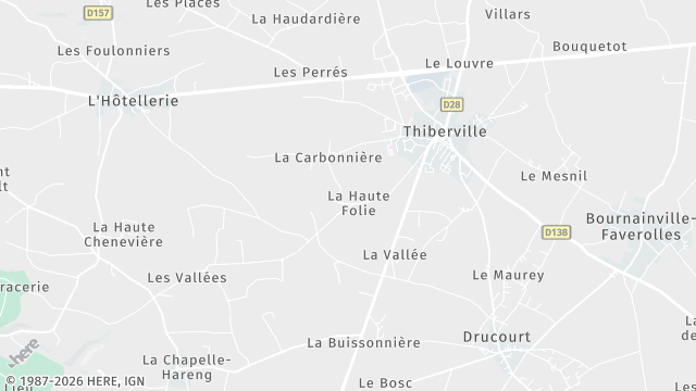 Carte de la zone d'intervention à Thiberville