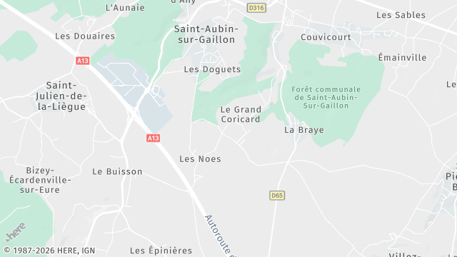 Carte de la zone d'intervention à Saint-Aubin-sur-Gaillon