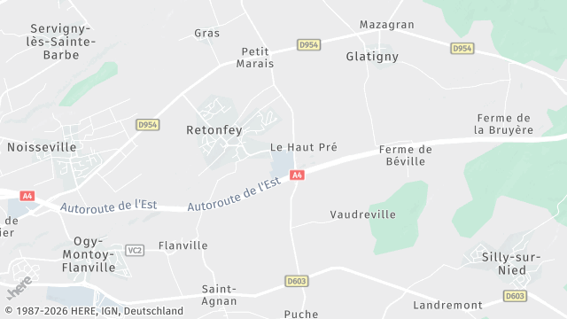 Carte de la zone d'intervention à Retonfey