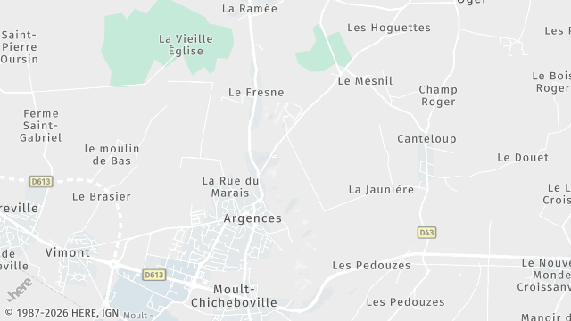 Carte de la zone d'intervention à Argences