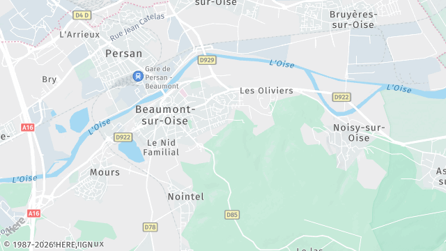 Carte de la zone d'intervention à Beaumont-sur-Oise