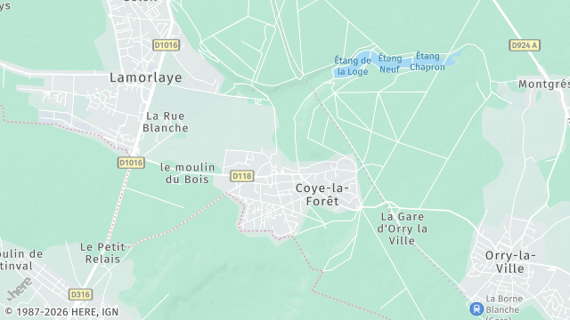 Carte de la zone d'intervention à Coye-la-Forêt