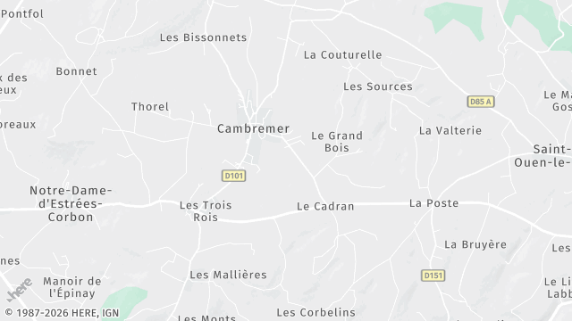 Carte de la zone d'intervention à Cambremer