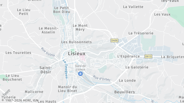 Carte de la zone d'intervention à Lisieux