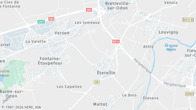 Carte de la zone d'intervention à Éterville